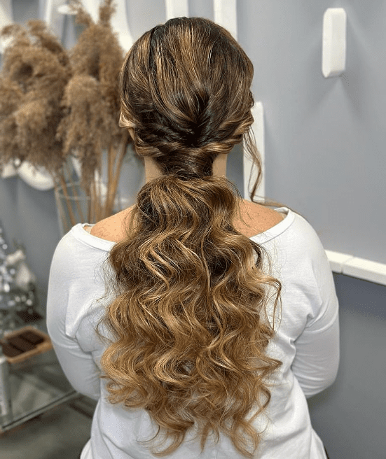 Braided Elegance Curled Ponytail