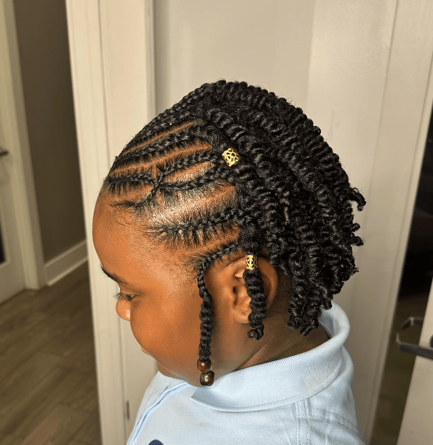 30 Adorable Baby Hairstyles For Short Hair In 2024   Braided With Curly Twists 