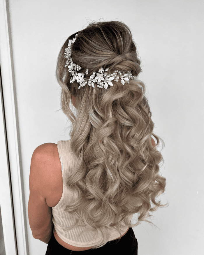 Ethereal Bridal Hair with Floral Hair Accessory