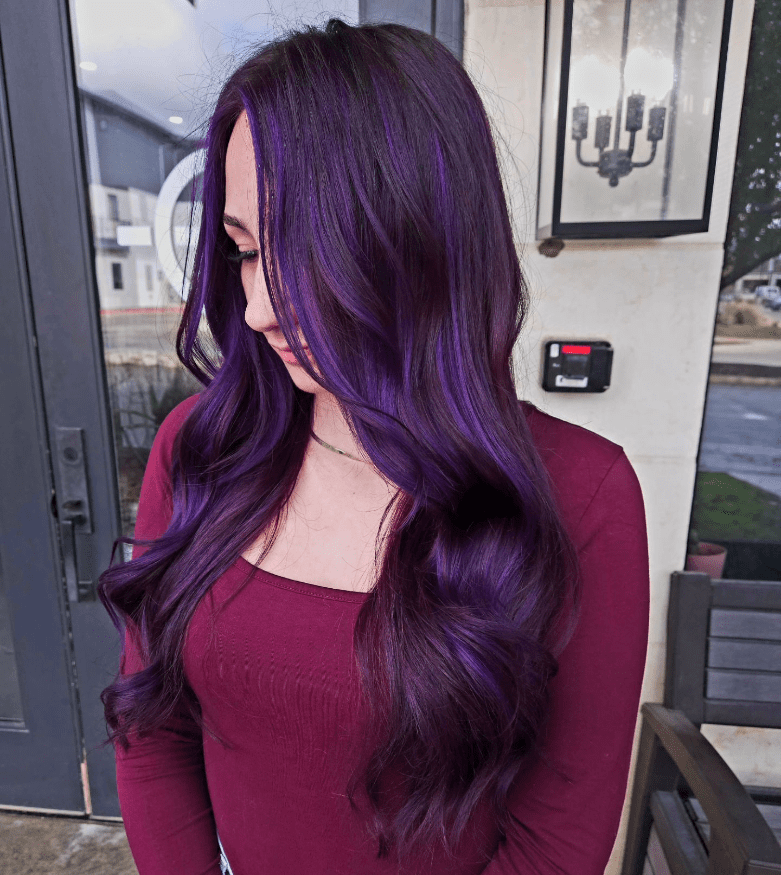 Eye-Catching Waves in a Vivid Purple Hairstyle