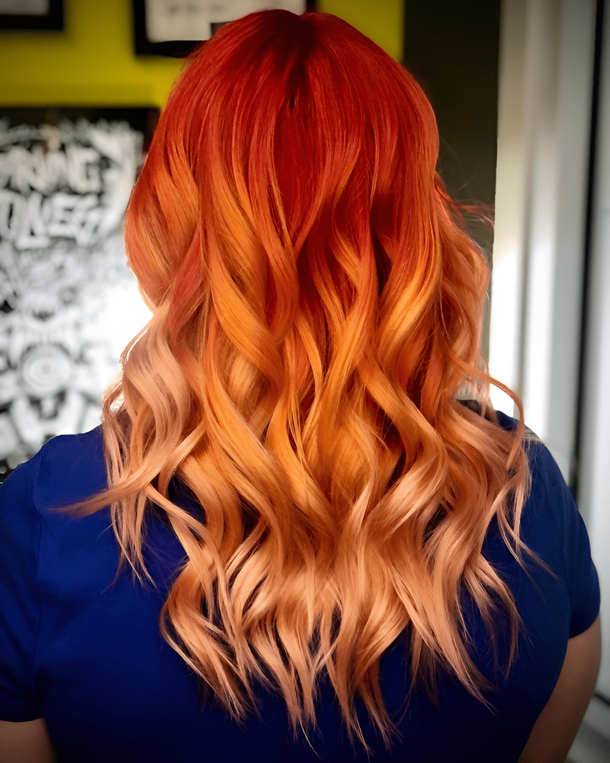 Fiery Sunset Ombre Waves