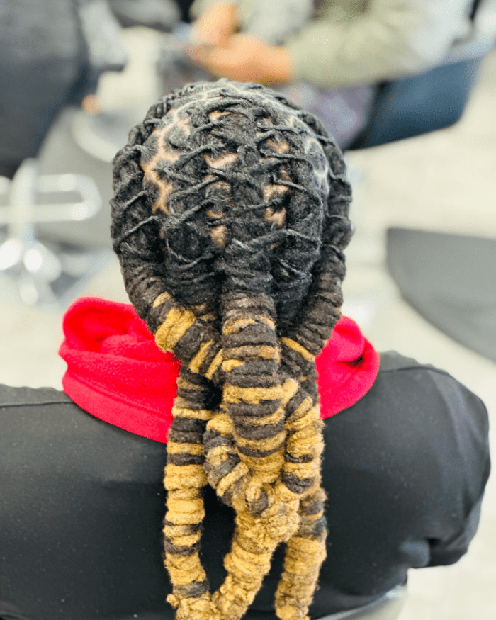 Honey-Bronde Ombre Locs Updo