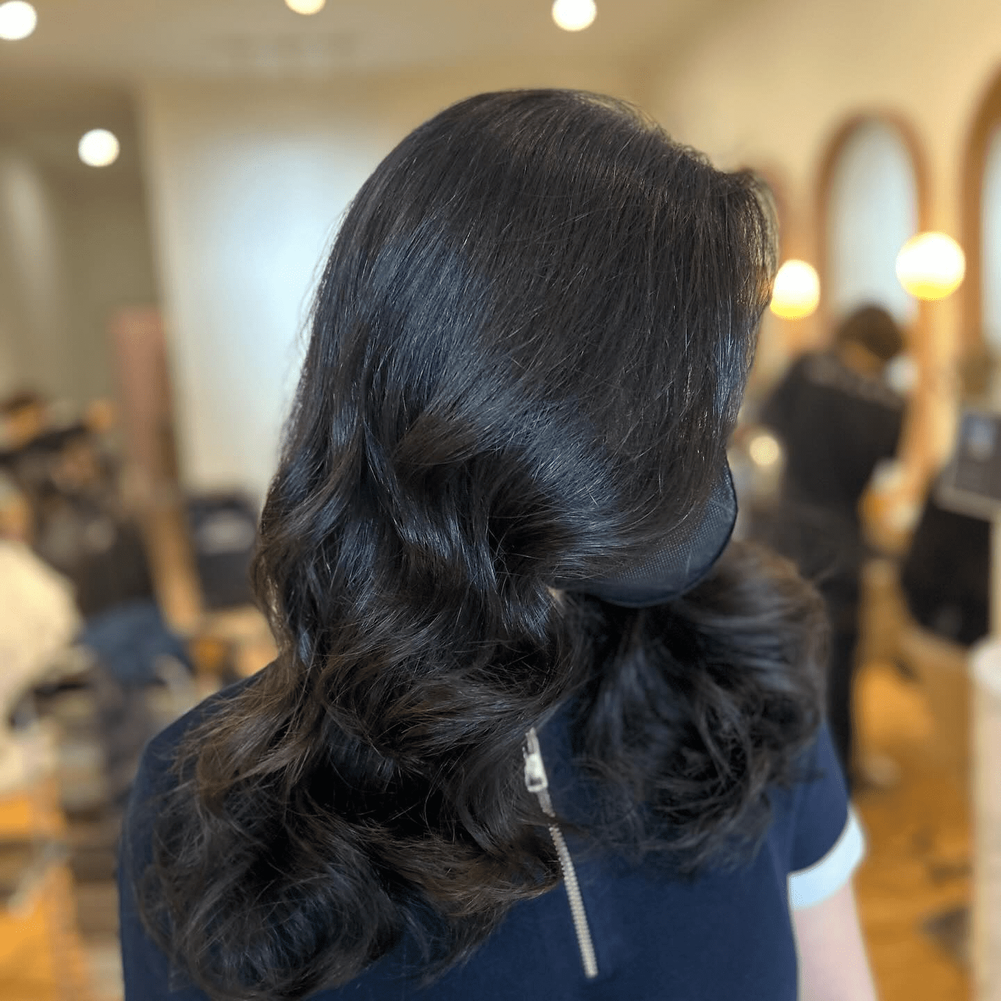 Nearly Black Hair with Catchy Waves 