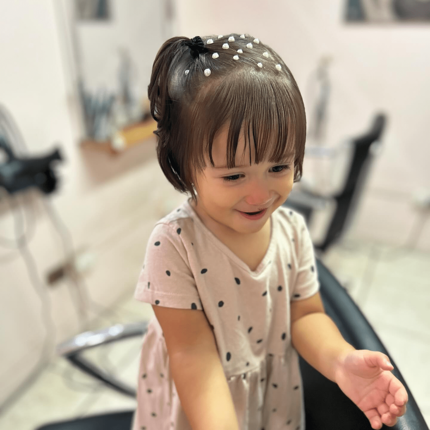 Playful Dotted Bow Bangs