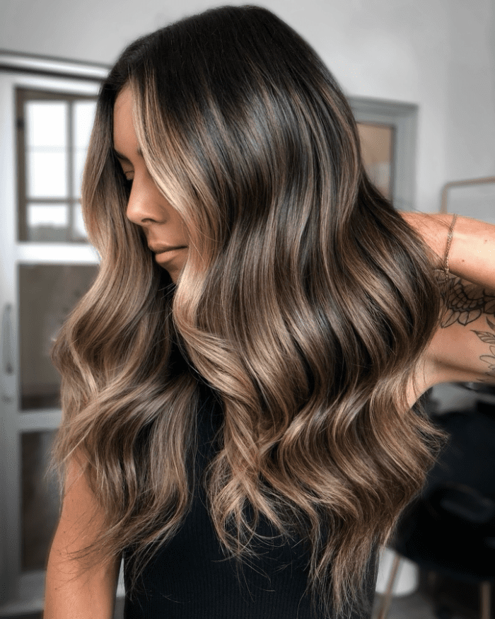 Rich Brunette Waves with Chocolate to Golden Tips
