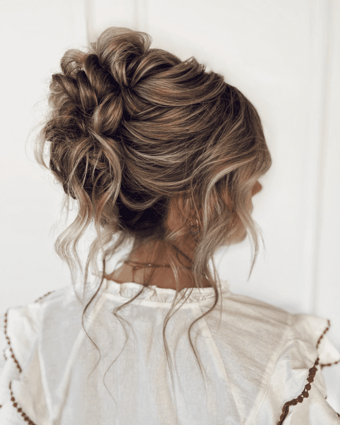Romantic Mid-High Updo with Soft Curls