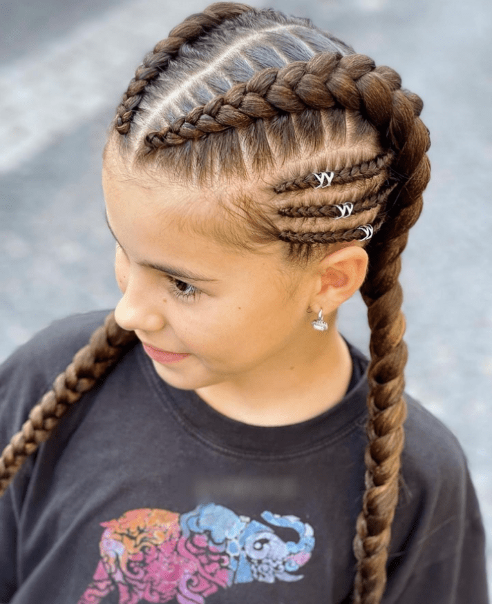 Scalp Braids with Modern Silver Accents