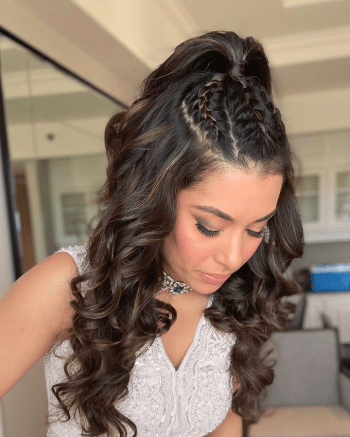 Soft Side Curls with Elegant Braids