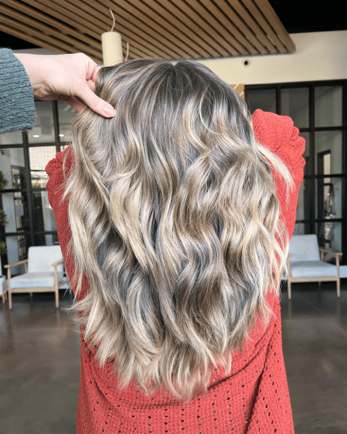 Beachy Waves with a Blend of Ash and Blonde Hues