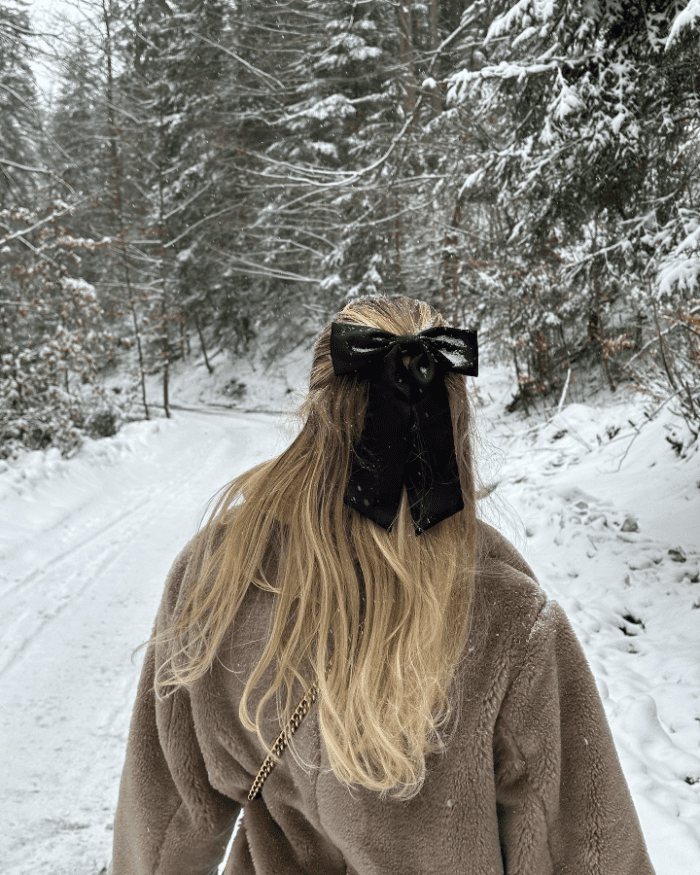 Blonde Long Hair with Black Ribbon 