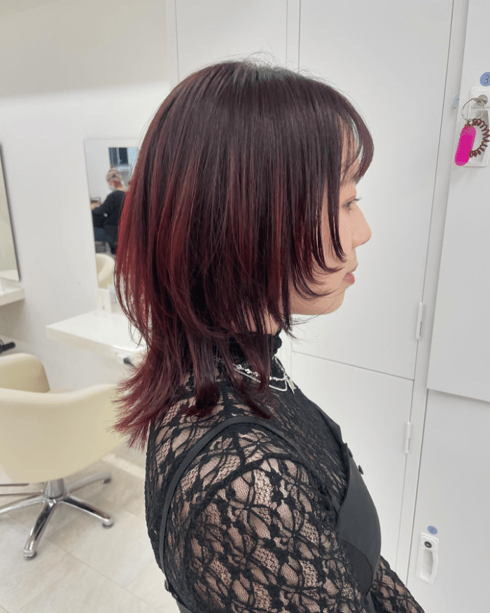 Bold Cherry Uneven Bob