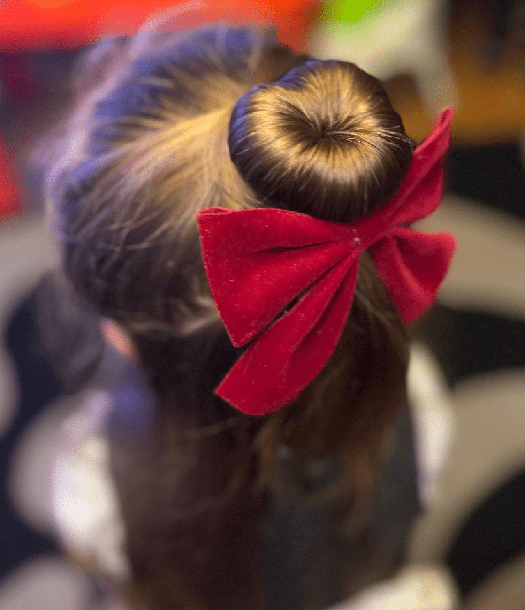 Chic Bun with Red Bow