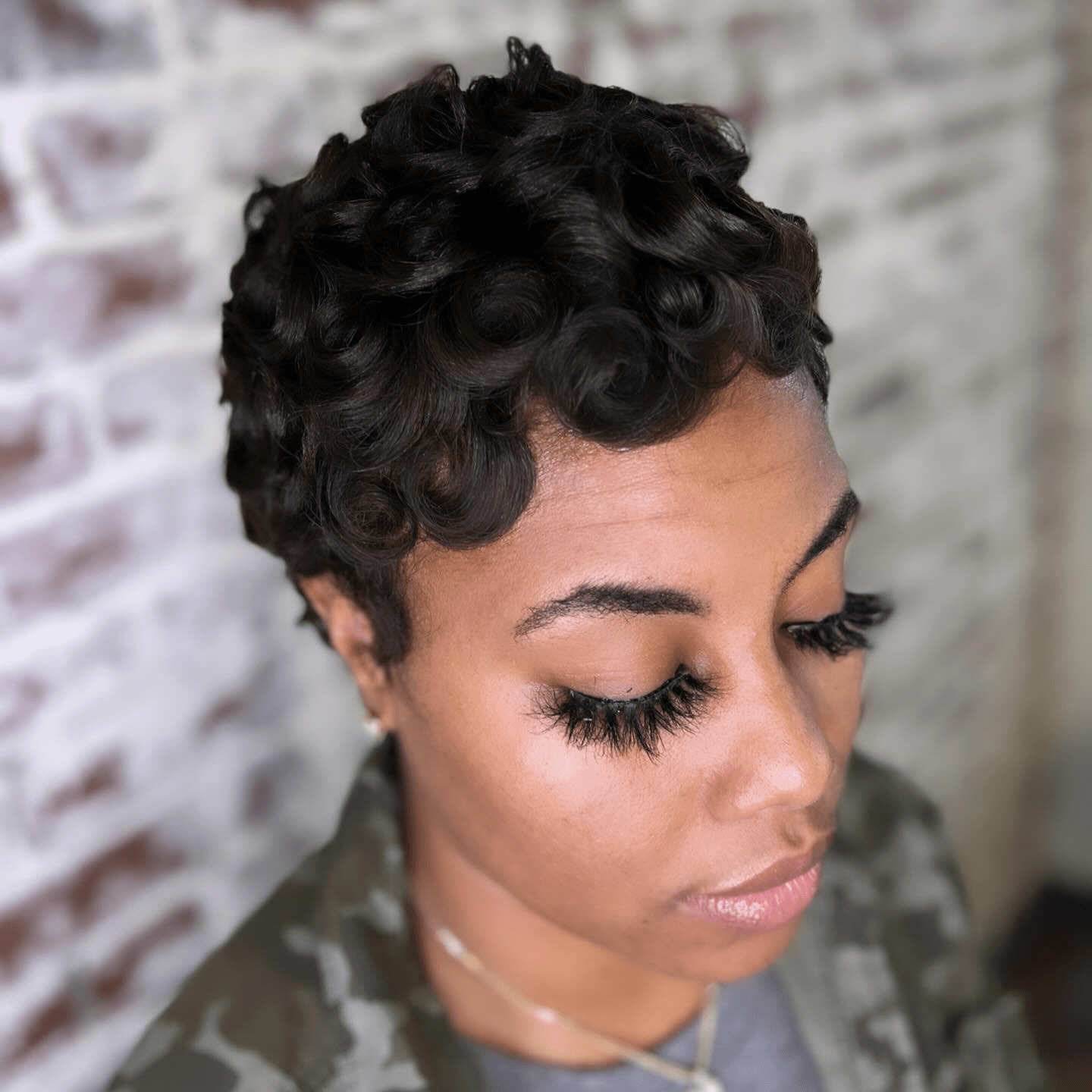 Curly Elegance in Pixie Cut