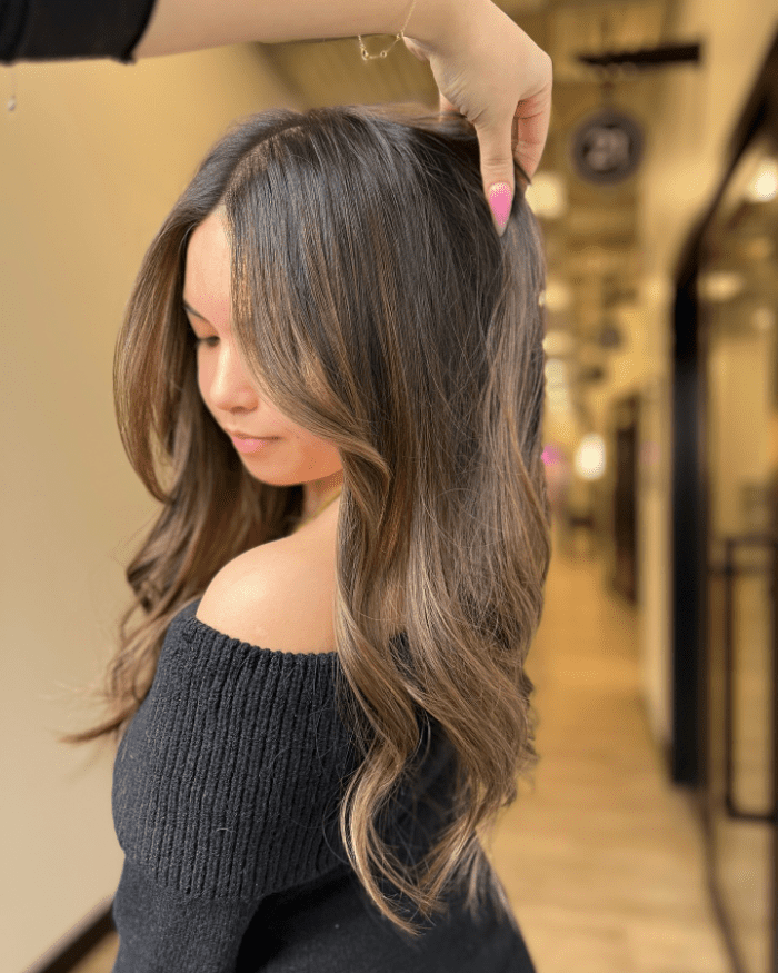 Elegance in Flowing Brunette