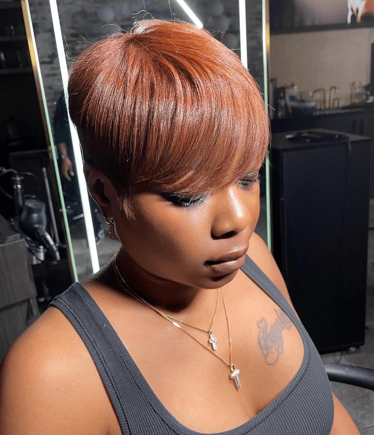 Modern Edge: Warm Auburn Pixie