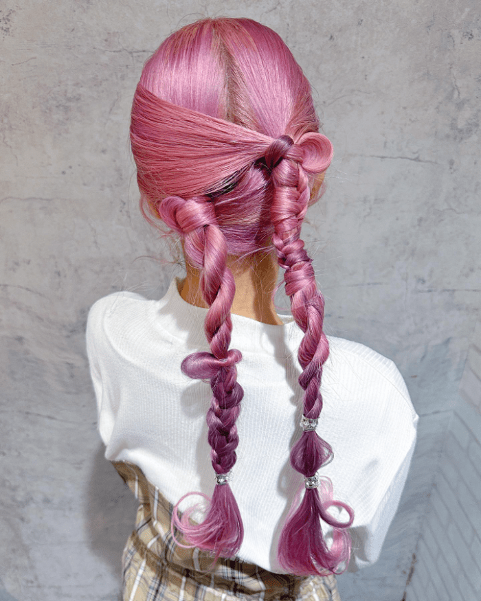 Pink Braids and Silver Rings