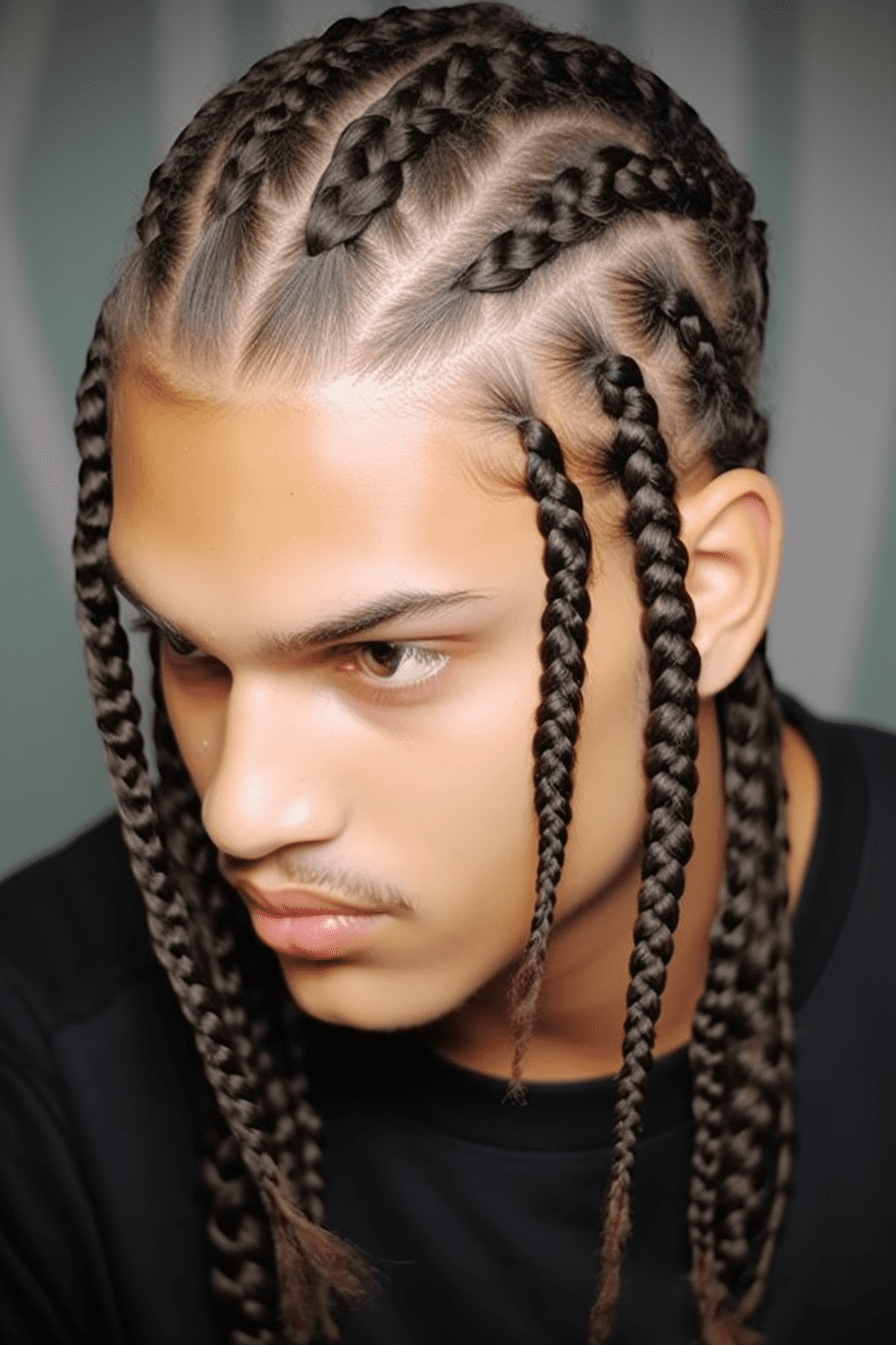 Sleek Braids with Bold Fades