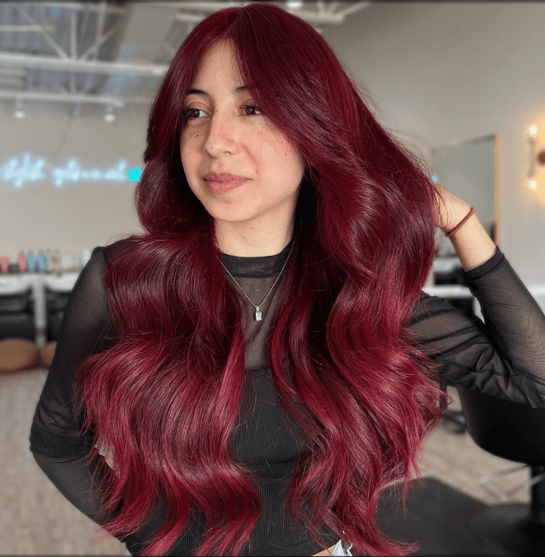 Vibrant Red Curled Waves