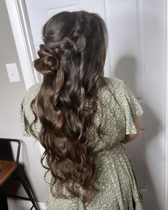 Bohemian Curls with Waterfall Braid