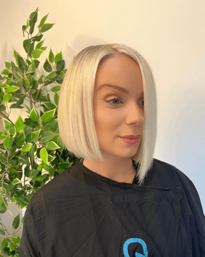 Bold Asymmetrical Platinum Bob