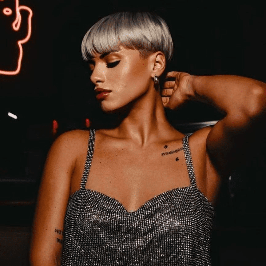 Bold Silver Pixie Contrast