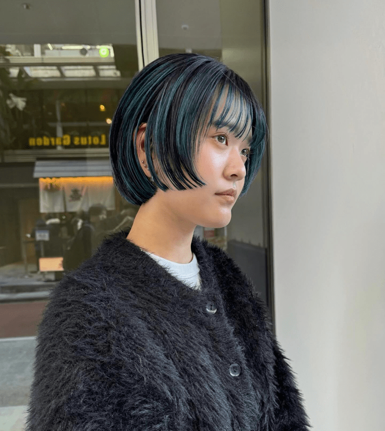 Edgy Blue Streaked Bob