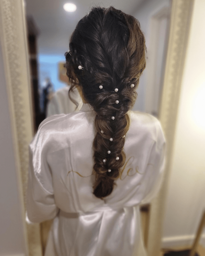 Pearls in Woven Hairstyle