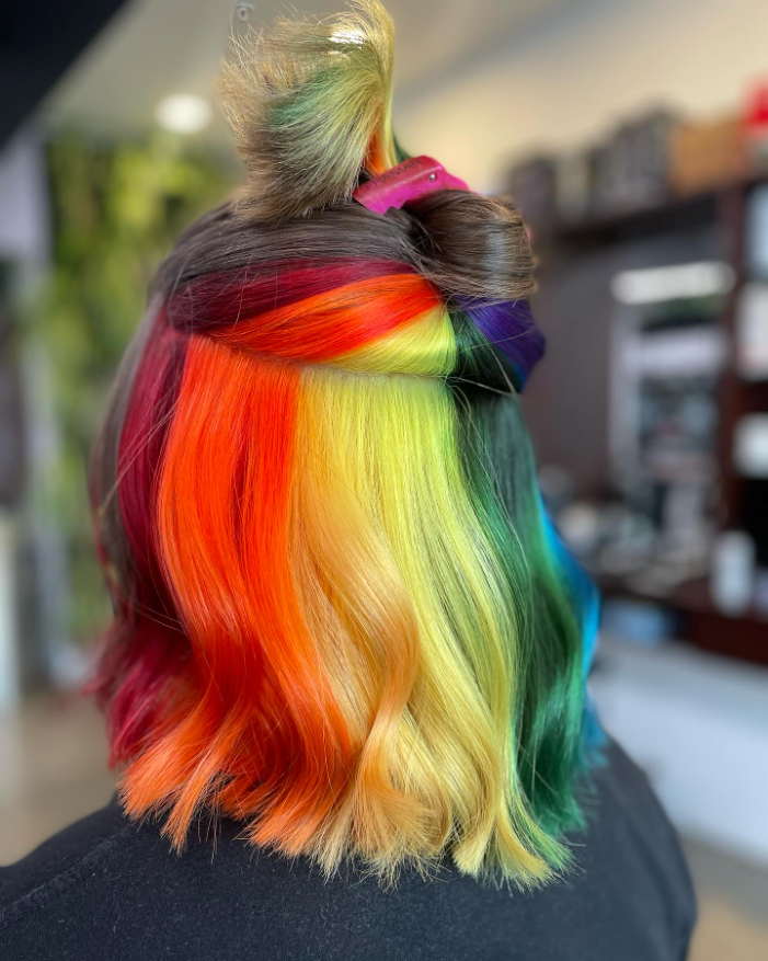 Rainbow Hues in Hair
