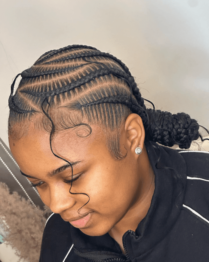Sculpted Cornrows with Whimsical Ponytail