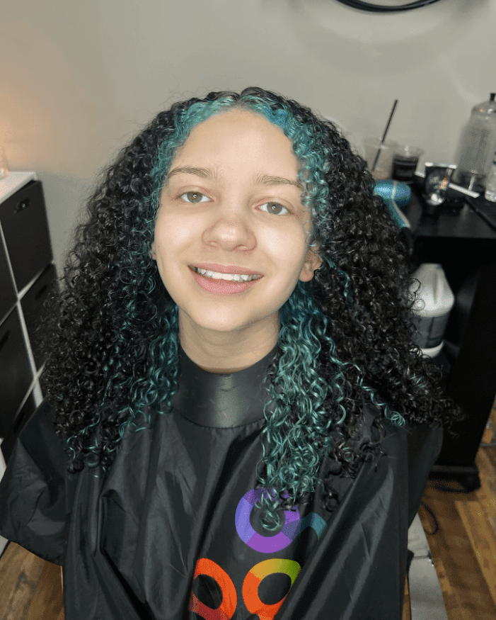 Teal Tresses in Tumble