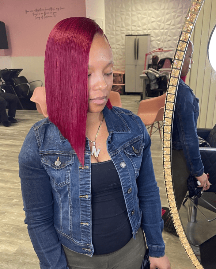 Vibrant Asymmetrical Magenta Bob