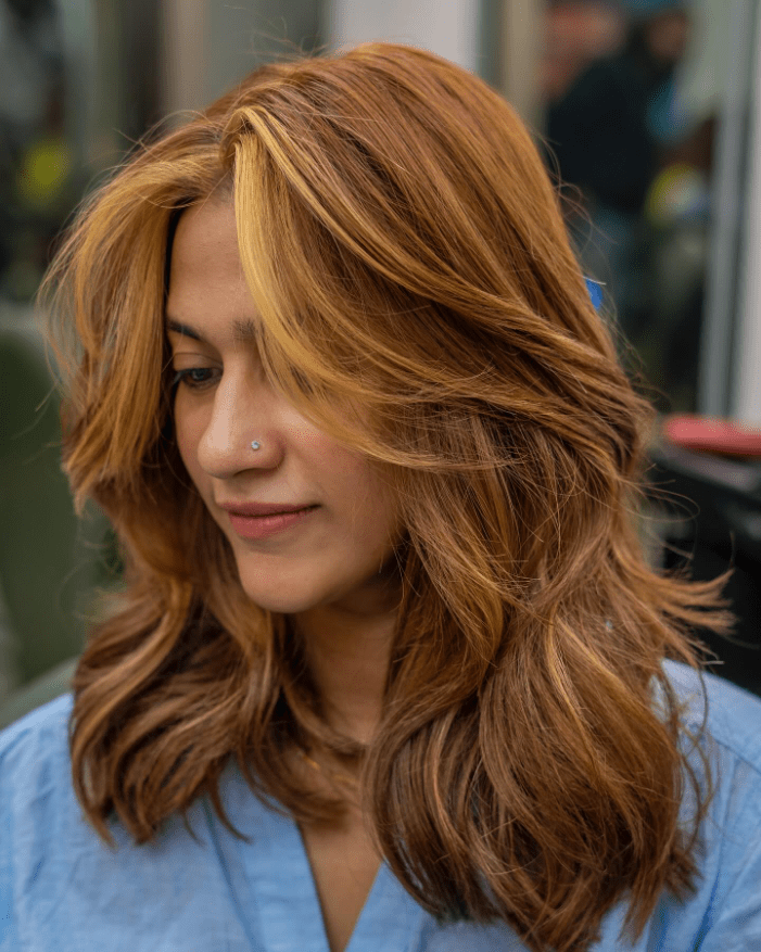 Warm Caramel and Honey Blonde Highlights