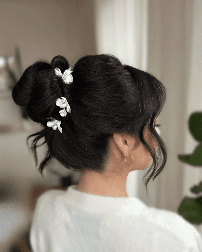 Chic Bun with Floral Elegance