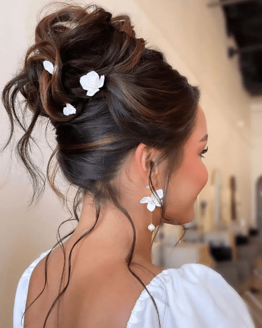 Enchanted Wispy Floral Updo