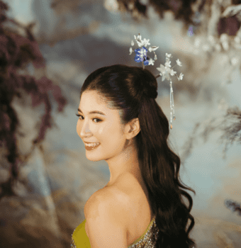 ethereal blossoms ponytail with hairpin