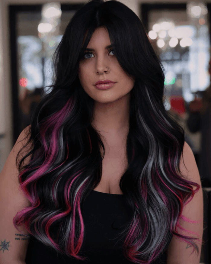 Ethereal Pink Silver Ombre Waves