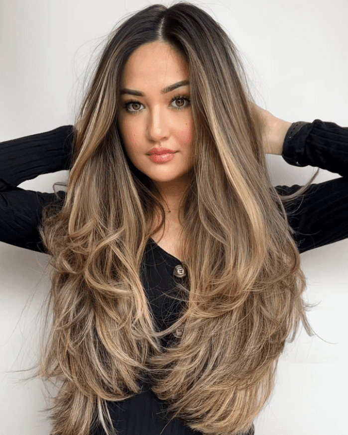 Graceful Layers and Sun-Kissed Balayage