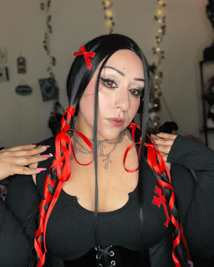 Red Ribbon Gothic Braids