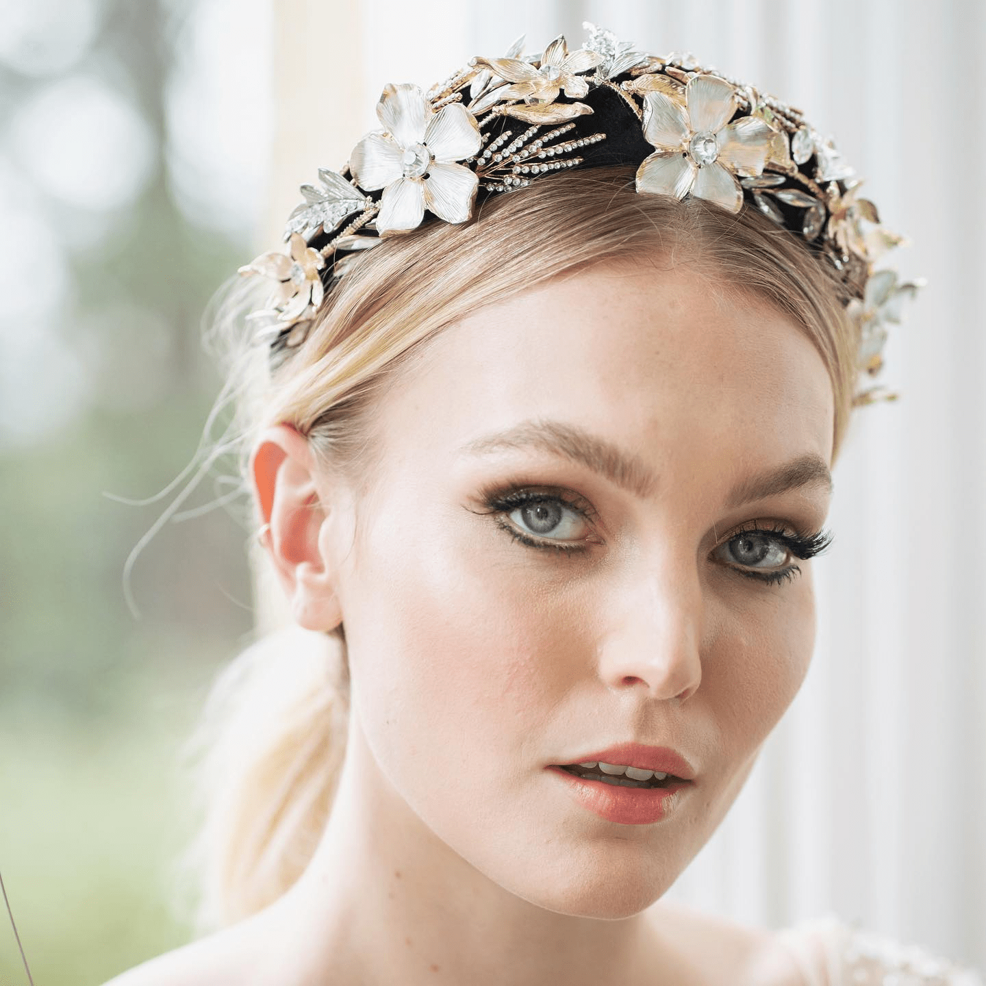 Romantic Waves with Floral Crown